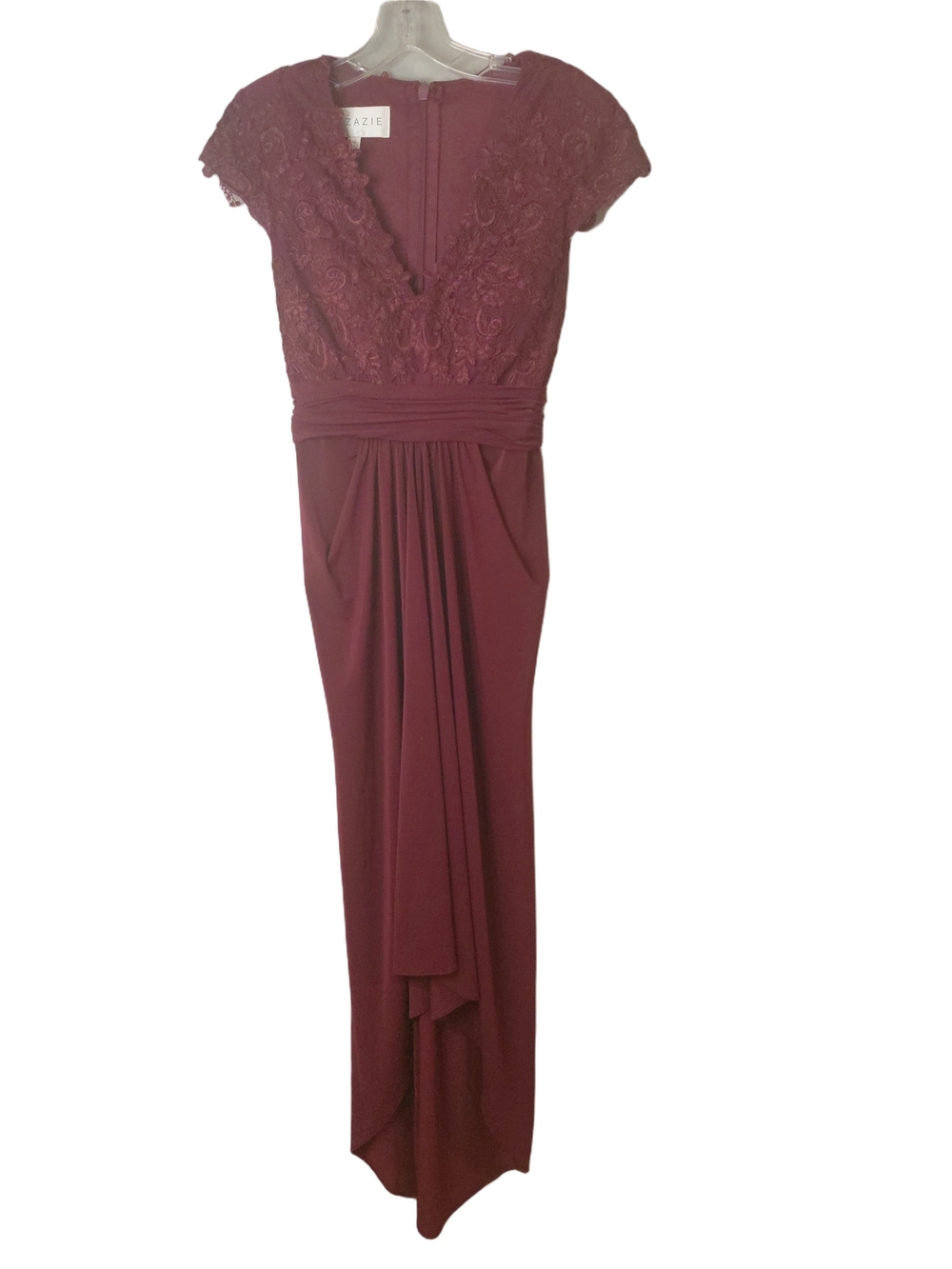 AZAZIE Jenna Burgundy Lace Bridesmaid Dress Wine Formal Gown NWT Size 6 - Picture 3 of 10